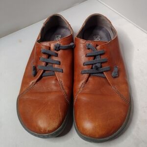 Camper Unisex Peu Cami Leather Shoes 42 Brown Cognac Lace Sneakers Minimalist RR